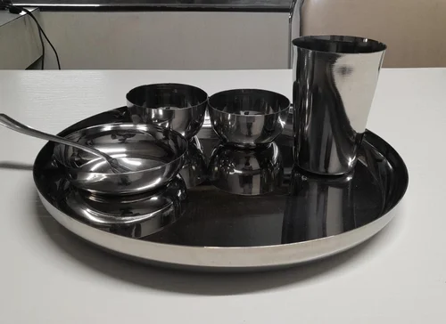 6 piece plain stainless steel dinner set