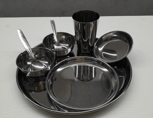 8 piece plain stainless steel dinner set