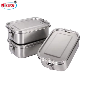 Nicety Food Grade 304 Leak-proof Stainless Steel Lunch Box 800/1200/1400ml Square Tiffin Bento Lunch Box With Silicone Lid
