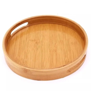 Round Bamboo Serving Tray Set