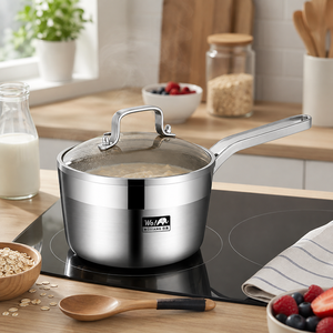 304 3-Layer Stainless Steel Saucepan Milk Pot Dual Polished Finish