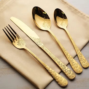 High Quality Flatware Sets Engraving Pattern Stainless Steel Cutlery Set