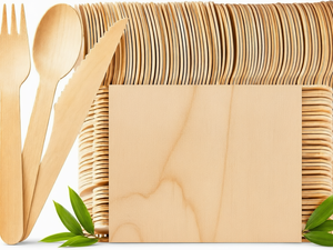 120-Piece Disposable Beige Bamboo Cutlery Set