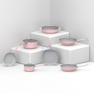 AXA Factory Price Aluminum Nonstick Pink Coating Saucepan Cookware Set
