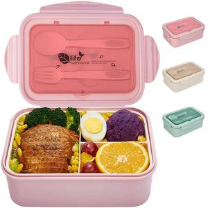 Hot Sale Reusable 3 Compartment Division Bento Tiffin Box With Cutlery Kids PP Lunch Box Plastic Children Kids BPA Free Food