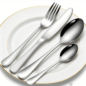 Luxury 410 Stainless Steel Cutlery Set Ergonomic Wide Handle Mirror Polished