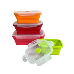 Portable Folding Silicone Tiffin Box 4-Pack Heat Resistant Leakproof Food Storage with Lids 0-1L Capacity
