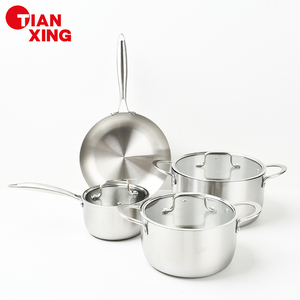 Factory Wholesale 3 Ply Stainless Steel Stock Soup Pot Saucepan Fry Pan